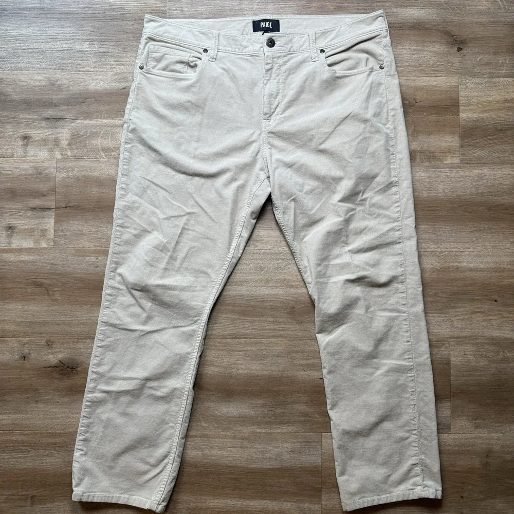 Paige Corduroy Pants Men‎ 38 Beige Federal Straight Leg Preppy Travel Business